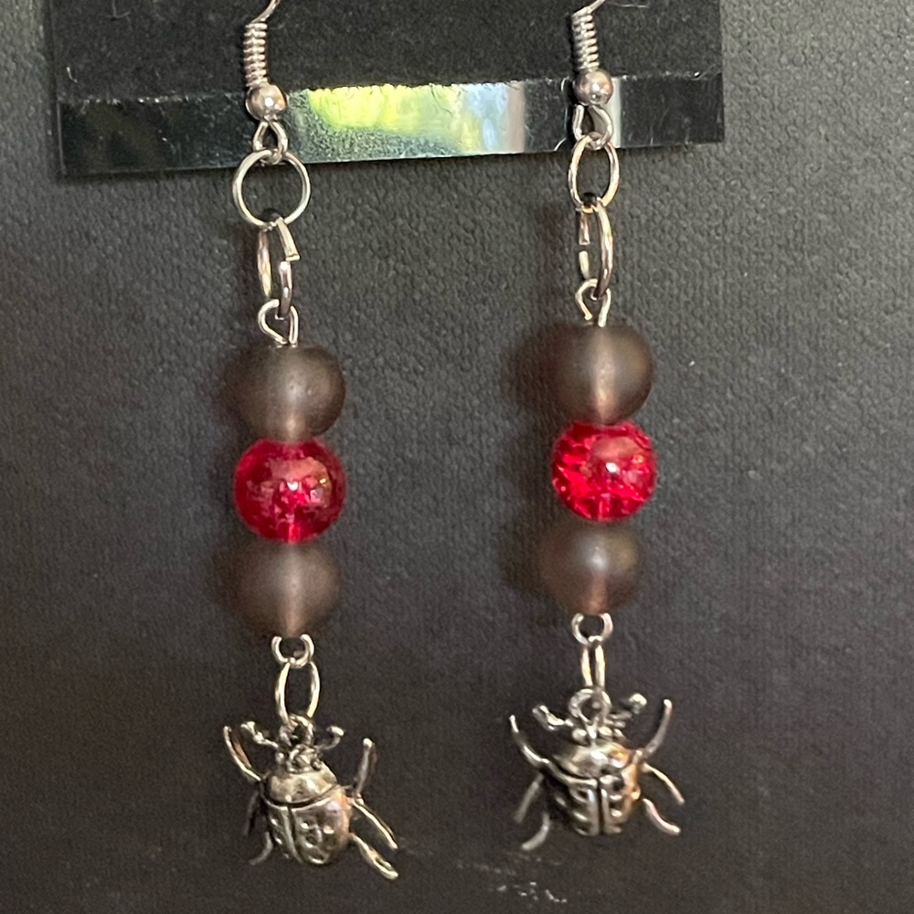 Ladybug dangle earrings
